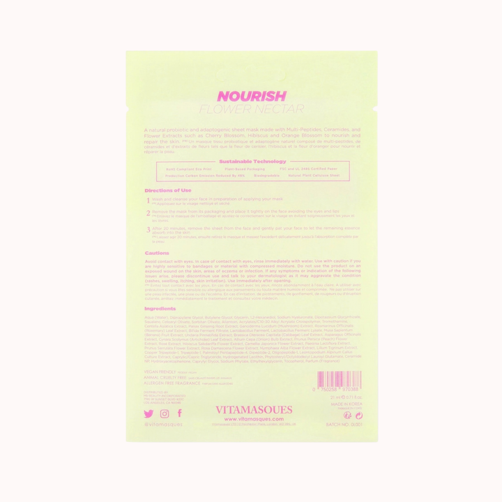 Nourish Flower Nectar Biodegradable Face Sheet Mask