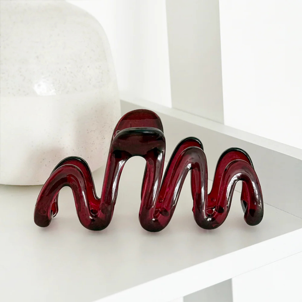 Burgundy Squiggle Claw Clip